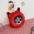 Kinder 3D Autoreifen Rucksack roter Schulranzen für Jungen Mädchen süße Rad Schultasche - Rot