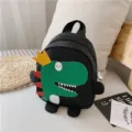 Kinder Dinosaurier Rucksack, süße Cartoon Schultasche, schwarzer Oxford Stoff Kindergarten. - Schwarz