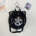 Kids black 3D tire backpack kindergarten school bag round novelty daypack for boys and girls - Black