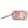Portefeuille pochette en toile à imprimé floral, sac à main élégant pour femme avec dragonne. - Peint à la Main Élégant
