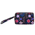 Sac à poignet en tissu à imprimé floral avec trois zips, portefeuille compact femmes. - Floraison Nocturne