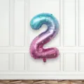 Palloncino foil numero 2, gradazione blu rosa motivo stella festa decorazione - Number 2