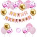 Set di decorazioni per festa di compleanno con palloncini rosa oro e festone banner. - Set Banner Compleanno 15614 / Oro Rosa