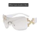 Y2K Wrap-Around Rhinestone Sunglasses White Frame Gradient Sunnies Streetwear Fashion - C7 Shiny Gold / White Flat Coating