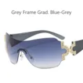 Y2K Wrap-Around Rhinestone Sunglasses Gradient Blue Grey Fashion Metal Sun Glasses Women - C3 Shiny Gold / Gradient Blue Gray