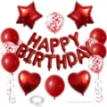 Set di palloncini di compleanno rossi con lettere in alluminio stelle cuori festa. - Set Compleanno Rosso