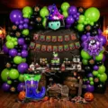 Halloween party balloon arch kit with witch spider foil balloons and banner decorations. - Halloween Set 21663