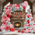 Christmas balloon arch kit with tree snowman candy cane for holiday party decor - Christmas Set 16579
