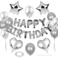 Set di palloncini per feste di compleanno argentati con lettere in alluminio e stelle. - Set di compleanno Argento