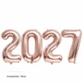 Detail view of 32 inch rose gold number 2027 foil balloons for new year party decoration setup. - 2027 Digital Balloon / 32-inch / Rose Gold