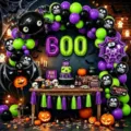 Halloween balloon arch kit with BOO letter foil balloons and spider decorations for party. - Halloween Set 21667