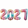 32 inch gradient foil number balloons 2027 set with straw for New Year party decor - 2027 Digital Balloon / 32-inch / Gradient
