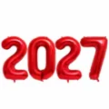 Capodanno 2027 set di palloncini numerici in foil rosso 32 pollici per decorazione feste - Palloncino Digitale 2027 / 32 Pollici / Rosso