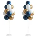 Balloon column stand kit with blue, white and gold balloons for wedding and party decor. - Gold Blue White Balloon Column Set / 2 Pieces/Pack