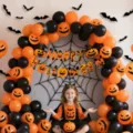 Halloween party decoration set with black orange balloons pumpkin banner bat wall stickers - Halloween Black Orange Pumpkin Banner Balloon Set