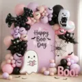 Ροζ μωβ μαύρο κιτ αψίδας μπαλονιών Halloween με χαριτωμένα φαντάματα νυχτερίδες αλουμινίου - Set Halloween 21661
