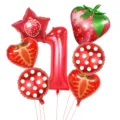 Set di palloncini in alluminio numero e fragola per decorazione festa compleanno. - Set Frutta Fragola Numero 1