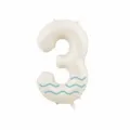 Palloncino in alluminio numero 3 bianco crema da 32 pollici con onde blu per festa di compleanno. - Number 3