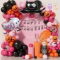 Halloween Ballonbogen Set mit Geist Fledermaus Folienballon gruselige Party Deko Kulisse - Halloween Set 21695