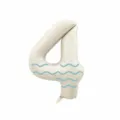 32 inch creamy white number 4 foil balloon with blue wave pattern for party variant item - Number 4