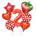 Simpatico set di palloncini di compleanno fragola e numero per decorazioni di festa. - Set Frutta Fragola Numero 2