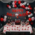 Halloween Ballonbogen Set Party Dekoration gruselig schwarz rot weisse Ballons Banner - Halloween Set 21674