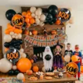 Detailed view of 18-inch round BOO foil balloons set for Halloween party atmosphere decoration. - Halloween Set 21612