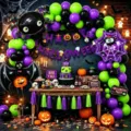Halloween balloon arch kit with spider foil balloons and spooky party banners for holiday decor - Halloween Set 21664