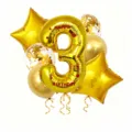 32 inch gold number 3 foil balloon set with stars and confetti balloons for birthday party decor - Number 3 Set / 32 inch