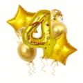 Gold number 4 foil birthday balloon set with star and confetti balloons for party decoration - Number 4 Set / 32 inch
