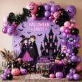 Rosa lila Fledermaus Halloween Ballonbogen Hexe Schloss Party Hintergrund Deko Requisiten - Halloween Set 21687