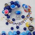Ruimte thema verjaardag ballon set met astronaut raket folieballonnen en feest banner. - 2011 Ruimte Verjaardag Set A