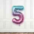 32 Inch Gradient Number 5 Foil Balloon Starry Sky Design for Birthday Party Wedding Decor - Number 5