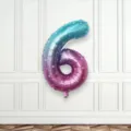 32 inch gradient blue pink number 6 foil balloon for starry sky birthday party decoration - Number 6