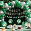 Christmas balloon arch kit green silver latex balloons holiday party decoration supplies - Green Silver Christmas Banner Set 2623