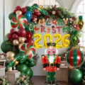 Christmas balloon arch kit with nutcracker foil balloons and festive party decorations. - Christmas Set 6383