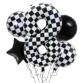 40-inch black and white checkered racing theme birthday party balloon decoration set - Black and White Racing 5-Piece Set 8