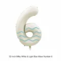 32-inch cream white digital balloon with blue wavy pattern for party decoration SKU. - Number 6
