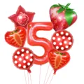 Strawberry birthday number 5 balloon set for kids party decoration and festive celebration. - Strawberry Fruit Number Set 5