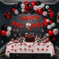 Halloween Ballonbogen Set blutige Party Hintergrund Deko mit Banner und Kuchenaufsätzen - Halloween Set 21679