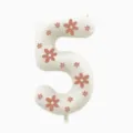 Number 5 foil balloon with cute floral print, perfect for birthday party and celebration decor. - 32 Inch Milky White Floral Number 5