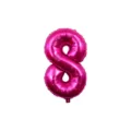 Hot pink number 8 foil balloon for birthday party decorations and celebrations events. - Number 8 / Rose Red