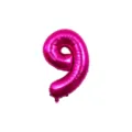 Hot Pink Number 9 Foil Balloon 32 Inch Birthday Party Decoration Metallic Mylar Balloon - Number 9 / Rose Red