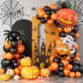 Halloween balloon arch kit with orange black latex balloons foil ghost spider pumpkins decor - Halloween Black Orange Pumpkin Balloon Set