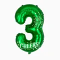 Palloncino in alluminio numero 3 verde metallizzato 32 pollici con stampa cheers compleanno - 32 Pollici Numero 3