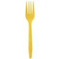 Yellow disposable plastic fork for parties and birthdays, lightweight and convenient tabletop tableware. - Fork / Yellow