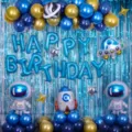 Set di palloncini per decorazioni di festa di compleanno per bambini con astronauta razzo. - Set Compleanno in Alluminio Astronauta