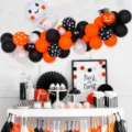 Halloween balloon arch kit with ghost and pumpkin foil balloons for party decoration - Halloween Black and Orange Balloon Chain 3