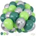 Grünes und silbernes Ballon-Set für Geburtstags-Partydekoration, 12-Zoll-Latexballons. - Grün Silber Ballonstrauß