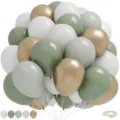 Salbeigruen weiss goldene Ballon Girlande Set Latexbogen fuer Geburtstag Party Dekoration Detail - Grün Weiß Gold Ballonstrauß